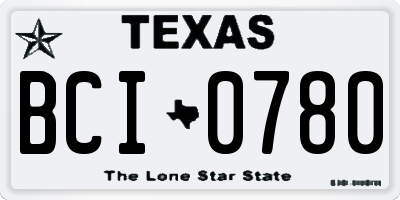 TX license plate BCI0780