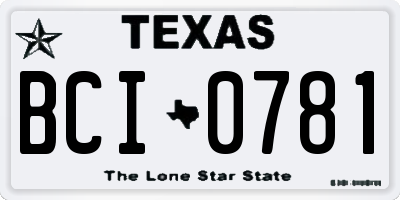 TX license plate BCI0781