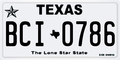 TX license plate BCI0786