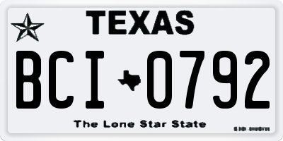 TX license plate BCI0792