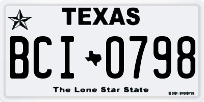 TX license plate BCI0798