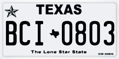 TX license plate BCI0803