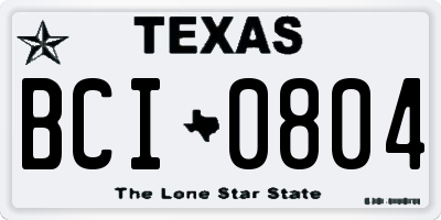 TX license plate BCI0804