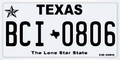 TX license plate BCI0806