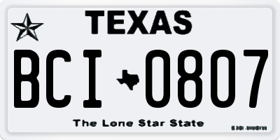 TX license plate BCI0807