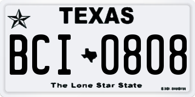 TX license plate BCI0808