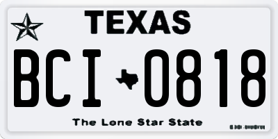 TX license plate BCI0818