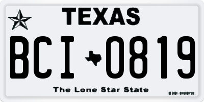 TX license plate BCI0819