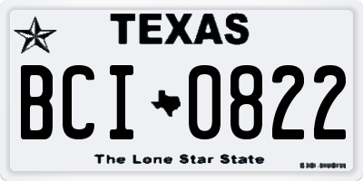 TX license plate BCI0822