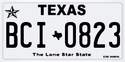 TX license plate BCI0823