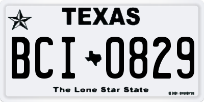 TX license plate BCI0829