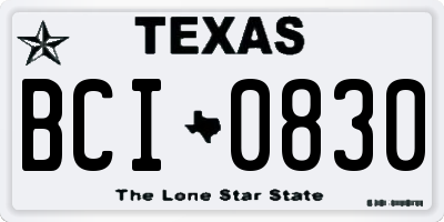 TX license plate BCI0830