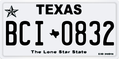 TX license plate BCI0832