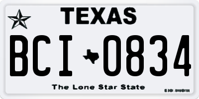 TX license plate BCI0834