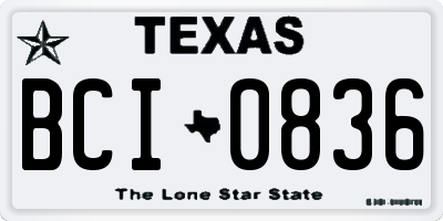 TX license plate BCI0836