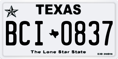 TX license plate BCI0837