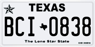 TX license plate BCI0838