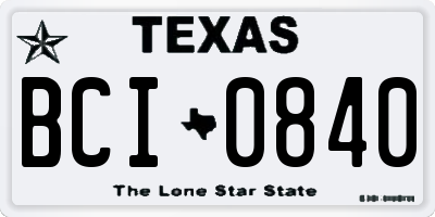 TX license plate BCI0840
