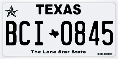 TX license plate BCI0845