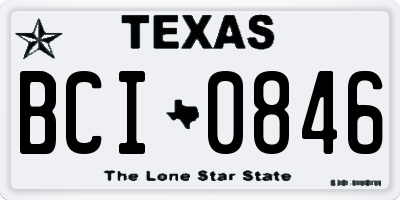 TX license plate BCI0846