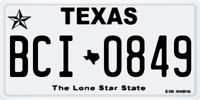 TX license plate BCI0849