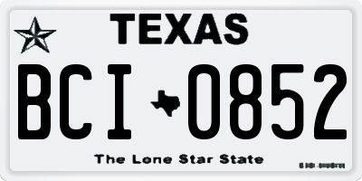 TX license plate BCI0852
