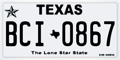 TX license plate BCI0867