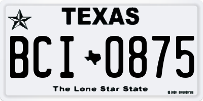 TX license plate BCI0875