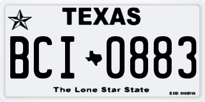 TX license plate BCI0883