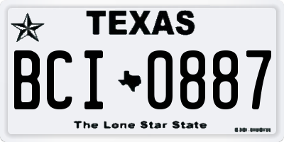 TX license plate BCI0887