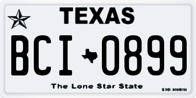 TX license plate BCI0899
