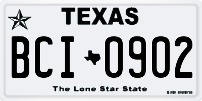 TX license plate BCI0902
