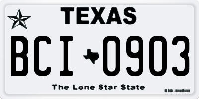 TX license plate BCI0903