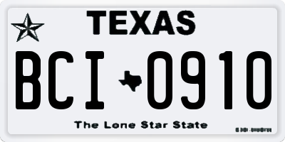 TX license plate BCI0910