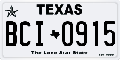 TX license plate BCI0915