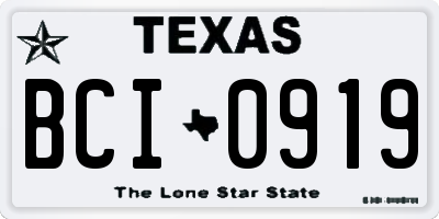 TX license plate BCI0919