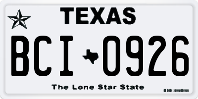 TX license plate BCI0926