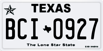 TX license plate BCI0927
