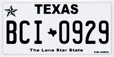TX license plate BCI0929