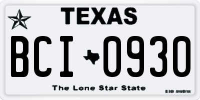 TX license plate BCI0930