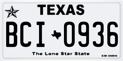 TX license plate BCI0936
