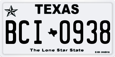 TX license plate BCI0938