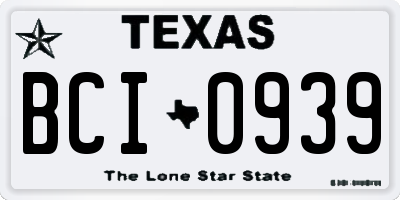 TX license plate BCI0939