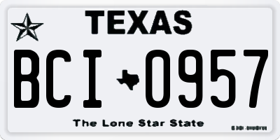 TX license plate BCI0957