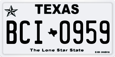 TX license plate BCI0959