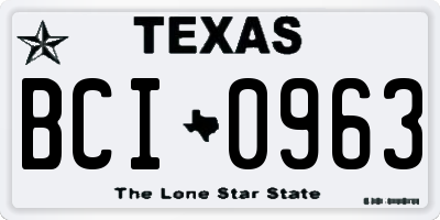 TX license plate BCI0963