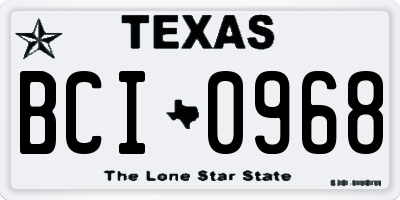 TX license plate BCI0968