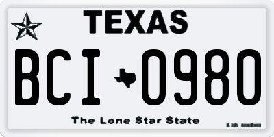 TX license plate BCI0980
