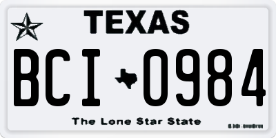 TX license plate BCI0984