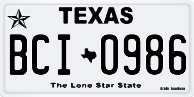 TX license plate BCI0986